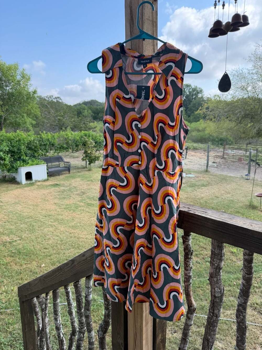 ModCloth Mod Well Sleeveless Midi Dress with Rainbow Geometric Print